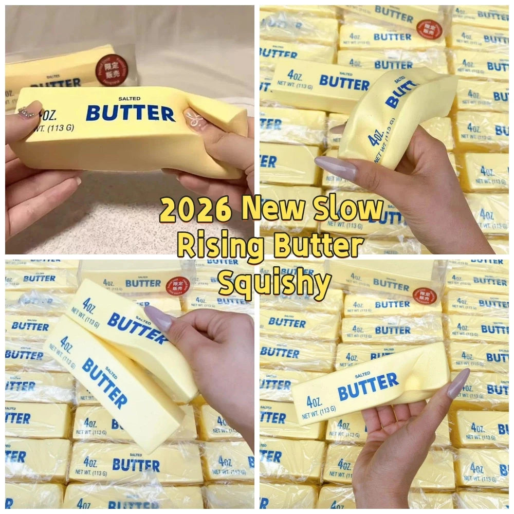 Butter Squishy, Slow Rising Butter Squishy Toy Realistic Butter Stick Squishy Stress Relief Fidget Toy, Soft Foam Squeeze Stress