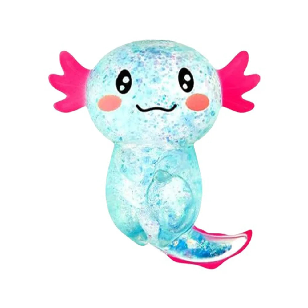Glitter Squishy Stress Glitter Soothing Texture Cute Shape Axolotl Squishy Toys Sugar Filled Squishy Fidget Stress Ball