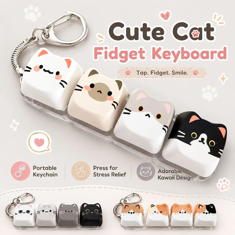 Kawaii Cat Keycap Keychain