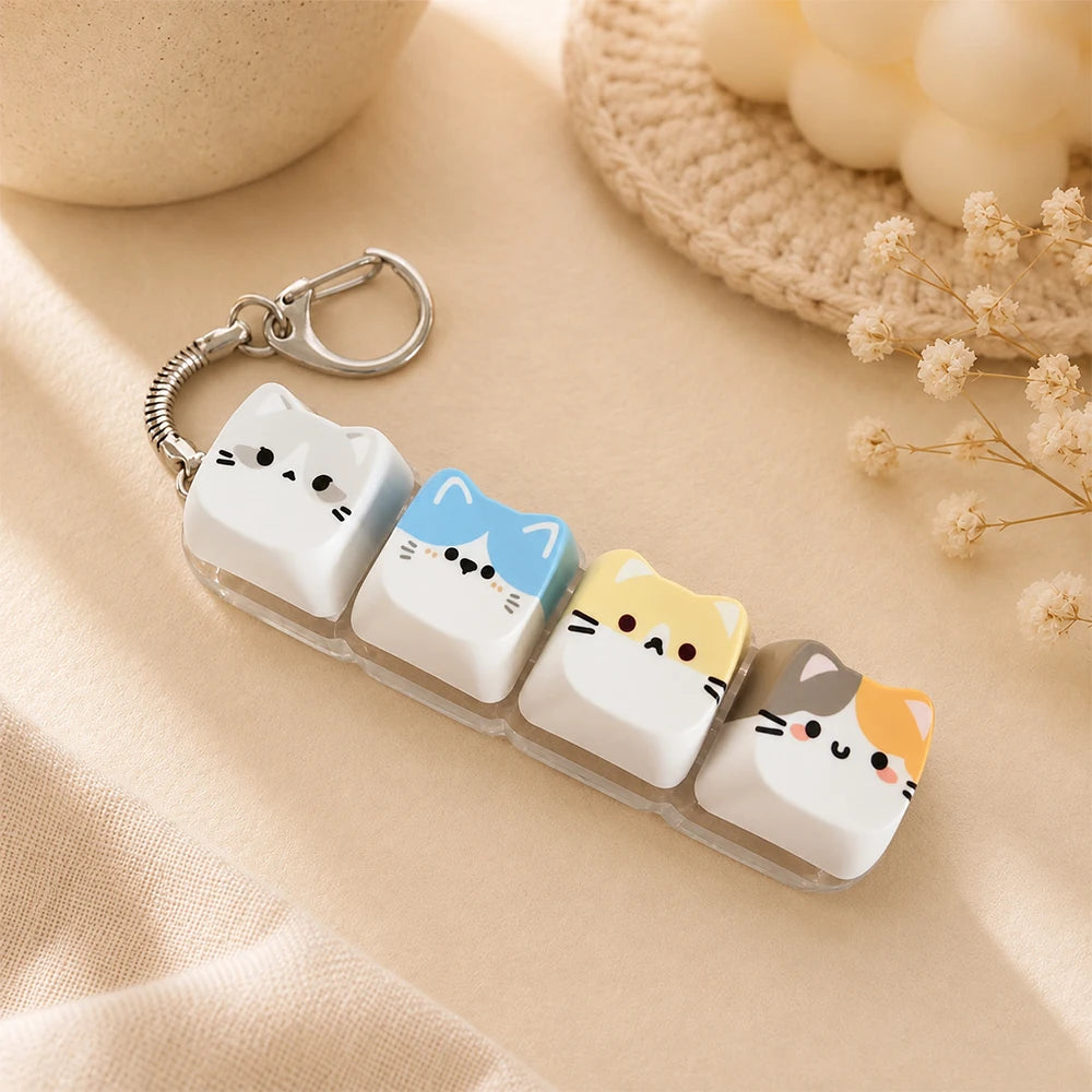 Kawaii Cat Keycap Keychain