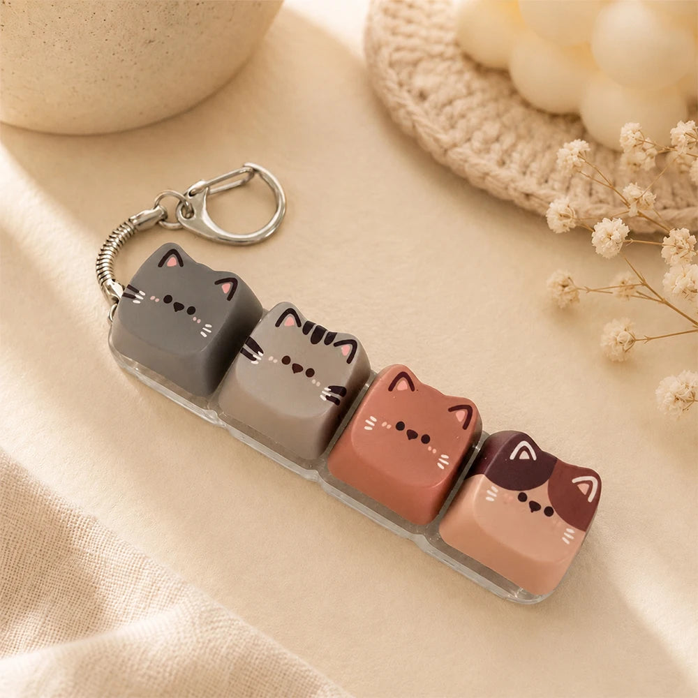 Kawaii Cat Keycap Keychain