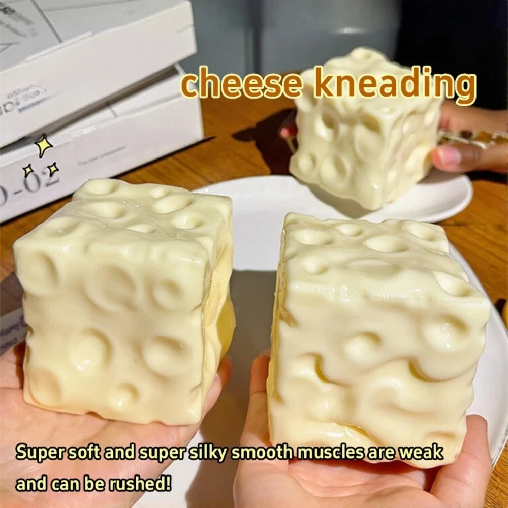 Squishy  Cheese Cube Stress Ball Shapeable Squeeze Ball Non Rebound Sensory Fidget Toys for Kids and Adults Relaxing Gifts