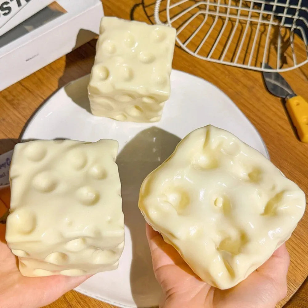 Squishy  Cheese Cube Stress Ball Shapeable Squeeze Ball Non Rebound Sensory Fidget Toys for Kids and Adults Relaxing Gifts