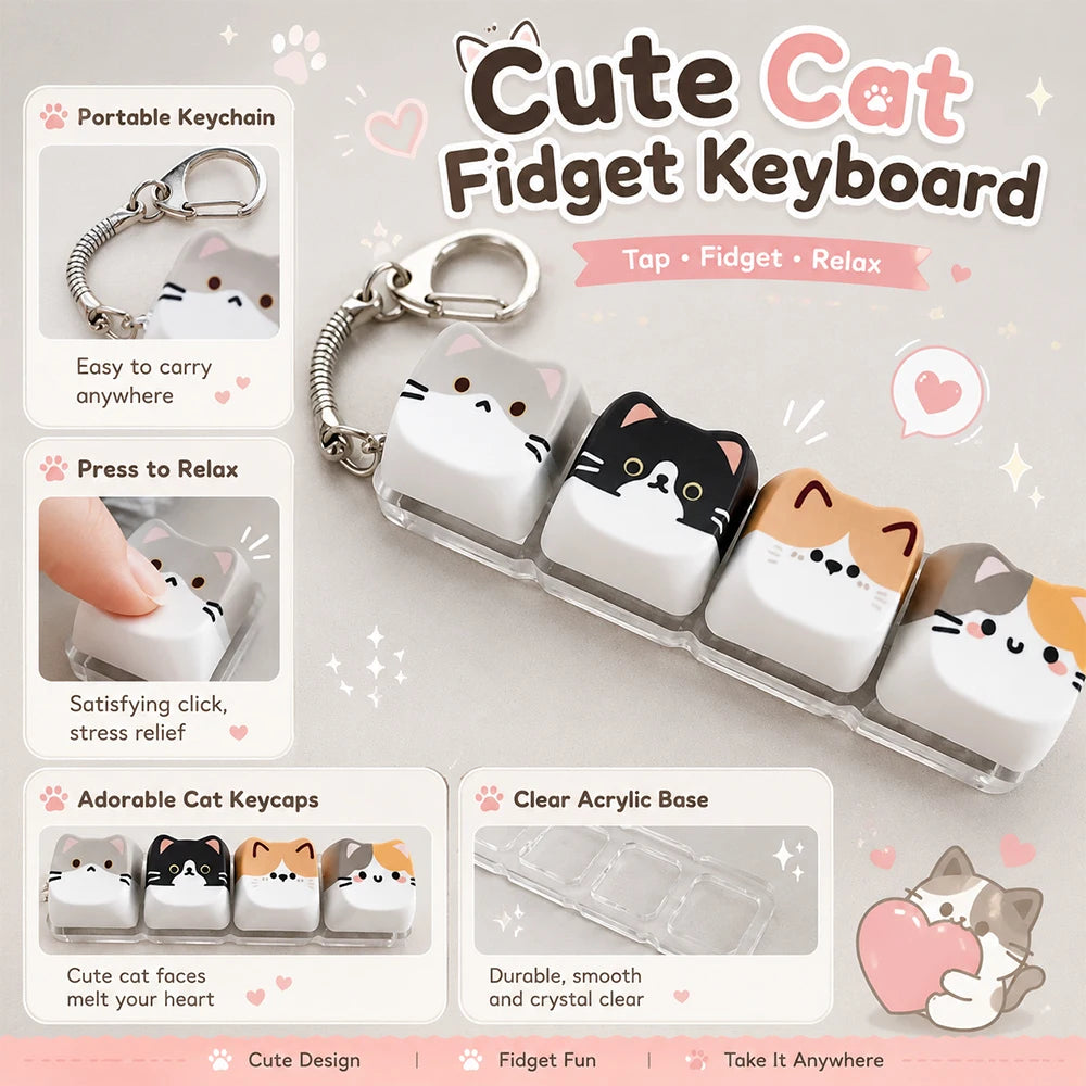 Kawaii Cat Keycap Keychain
