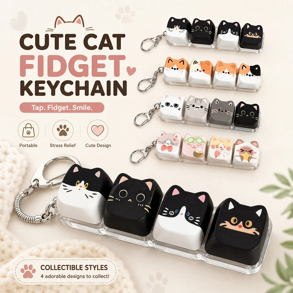 Kawaii Cat Keycap Keychain