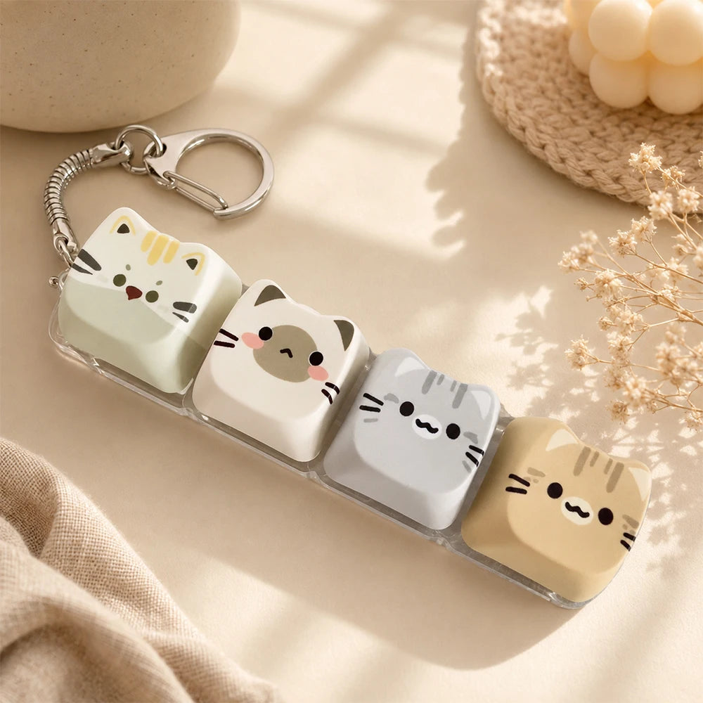 Kawaii Cat Keycap Keychain