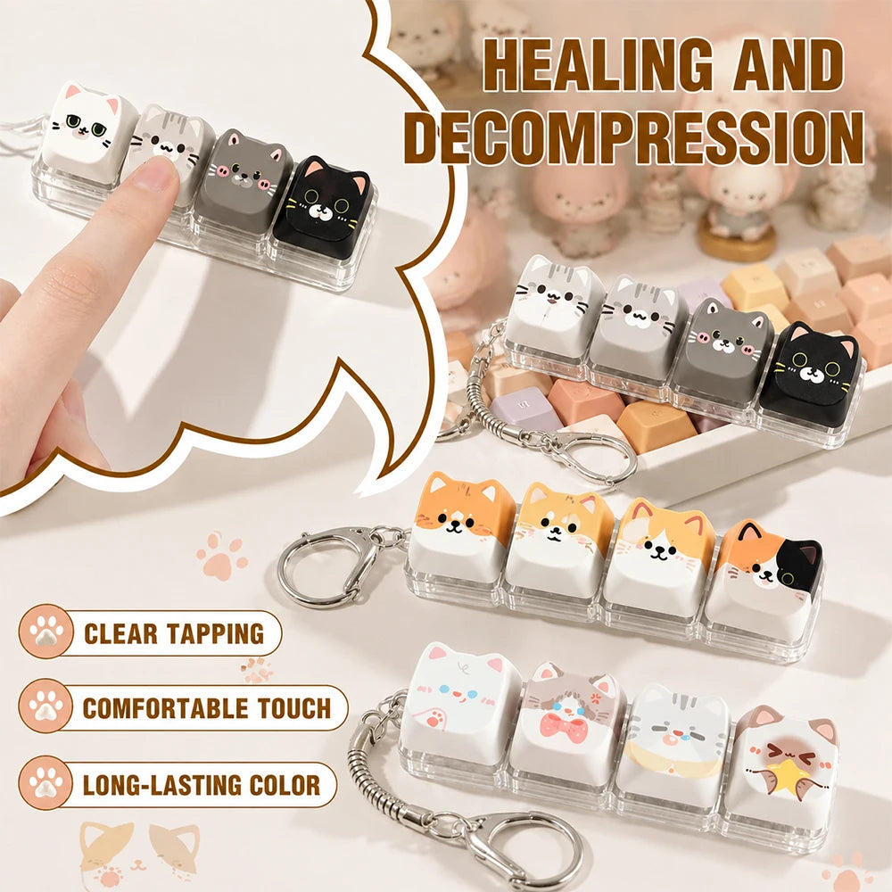 Kawaii Cat Keycap Keychain