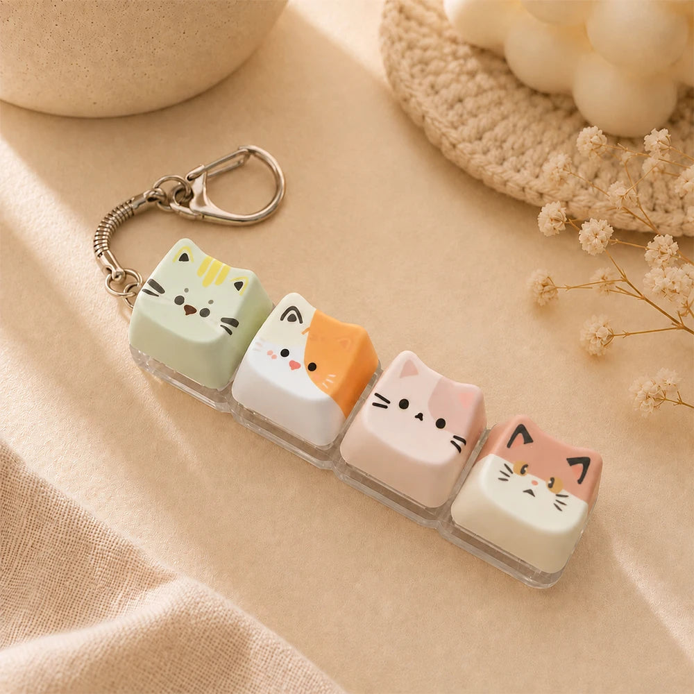 Kawaii Cat Keycap Keychain
