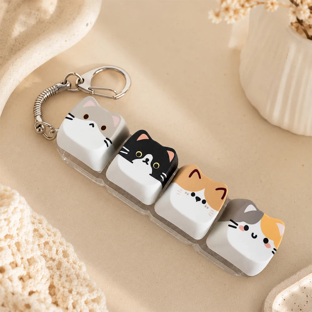 Kawaii Cat Keycap Keychain