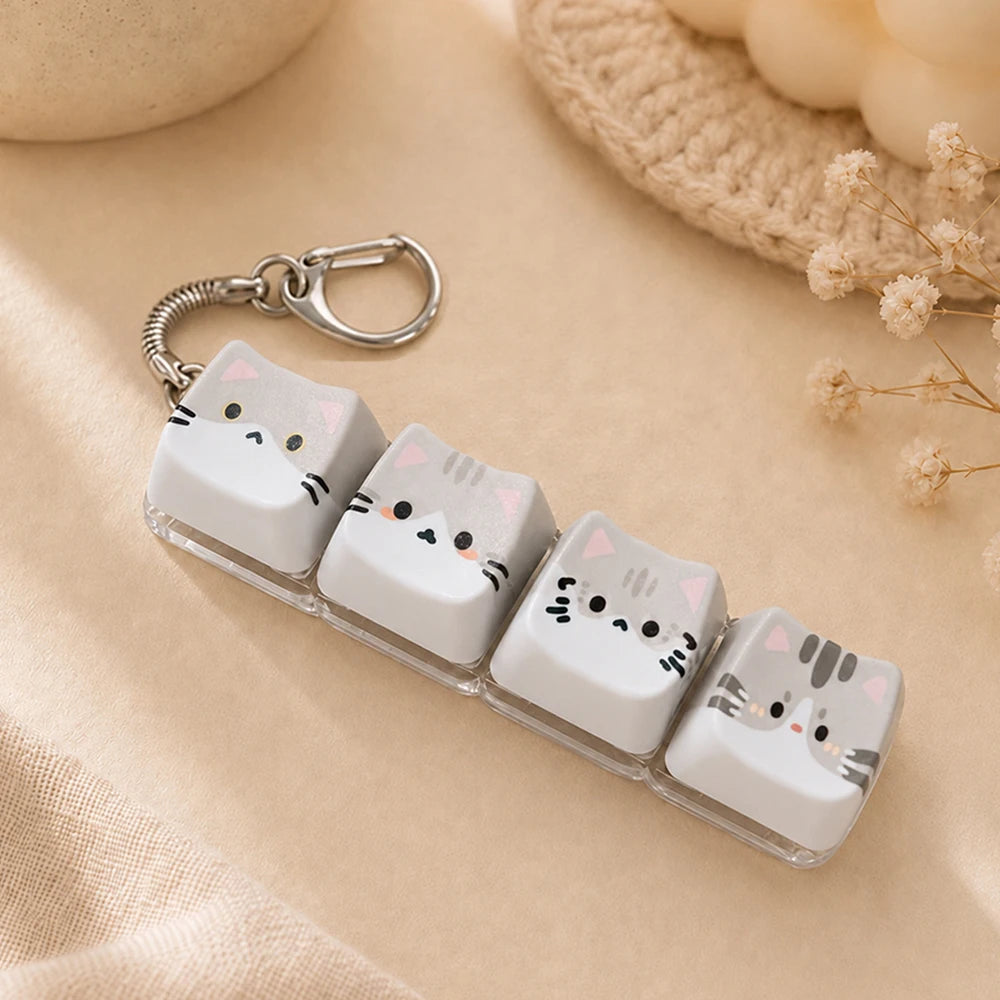 Kawaii Cat Keycap Keychain