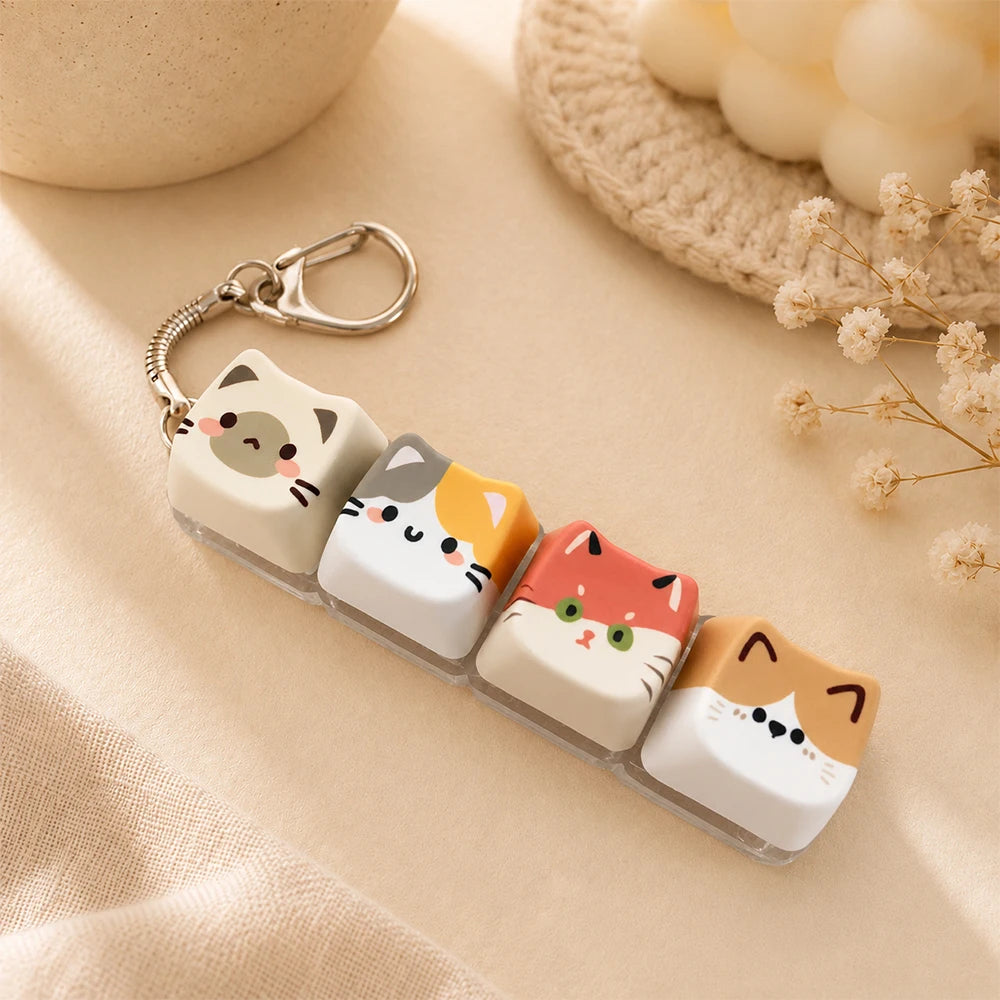 Kawaii Cat Keycap Keychain