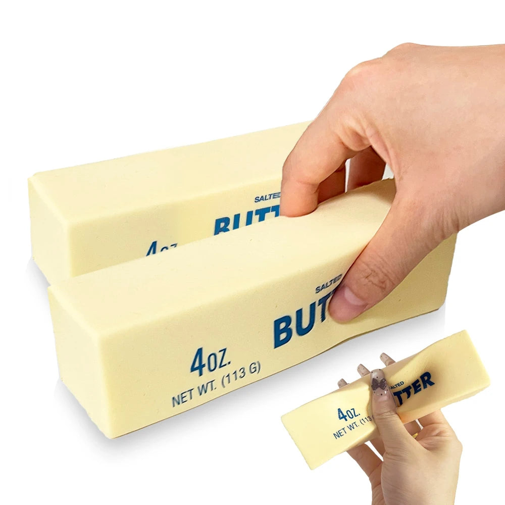 Butter Squishy, Slow Rising Butter Squishy Toy Realistic Butter Stick Squishy Stress Relief Fidget Toy, Soft Foam Squeeze Stress