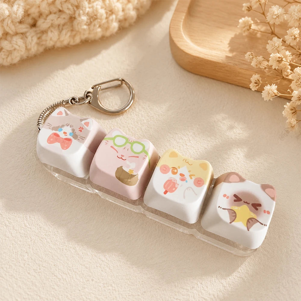 Kawaii Cat Keycap Keychain