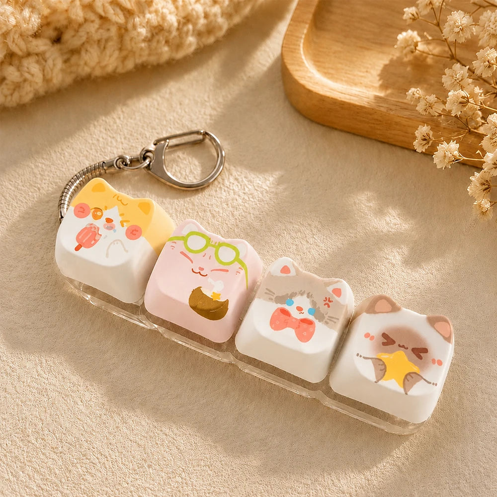 Kawaii Cat Keycap Keychain