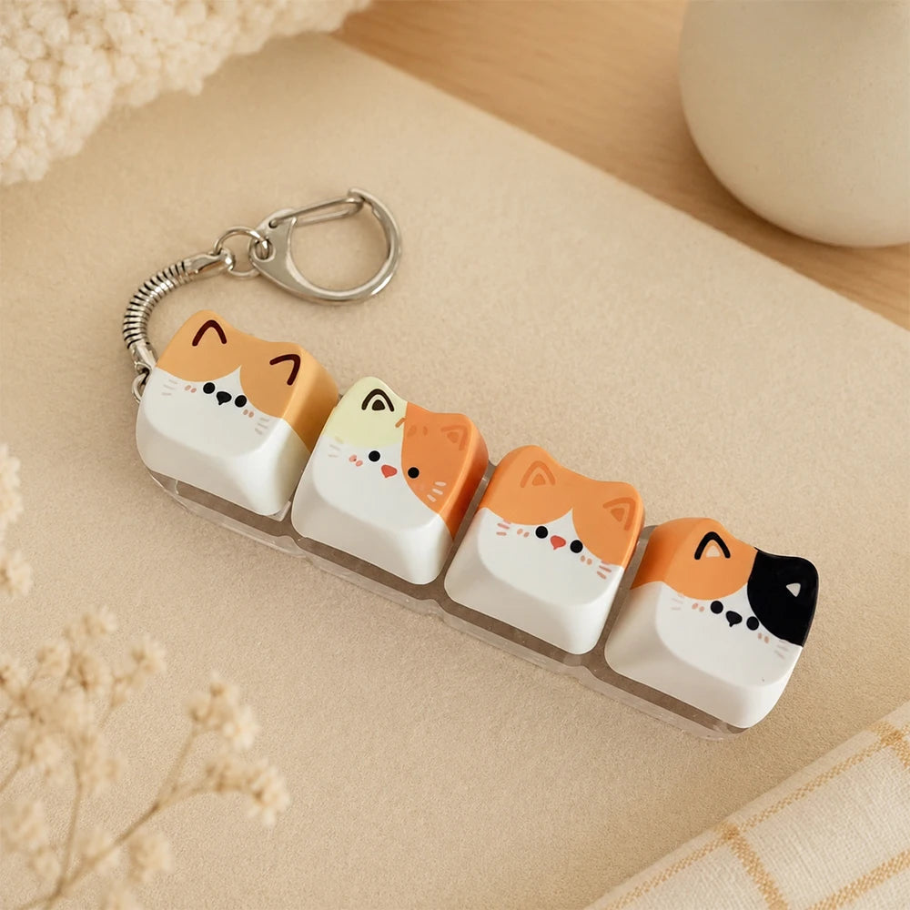 Kawaii Cat Keycap Keychain