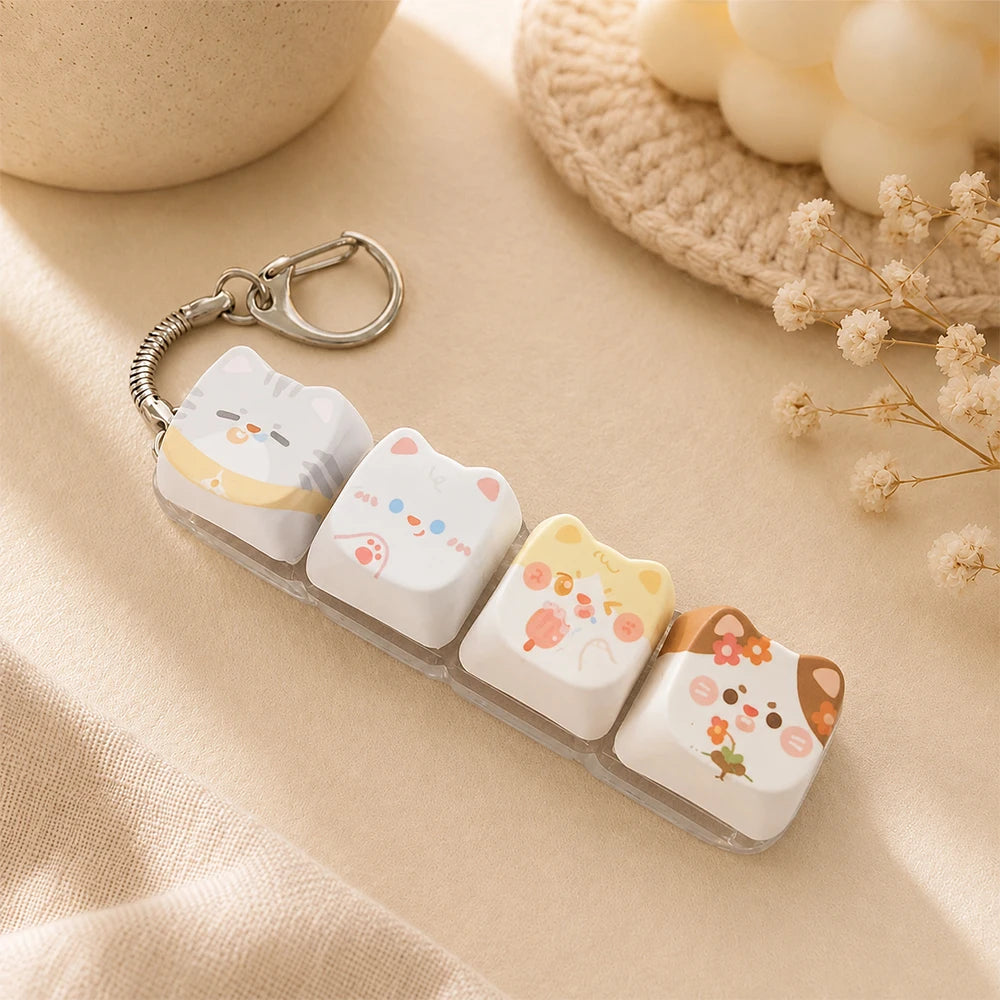 Kawaii Cat Keycap Keychain