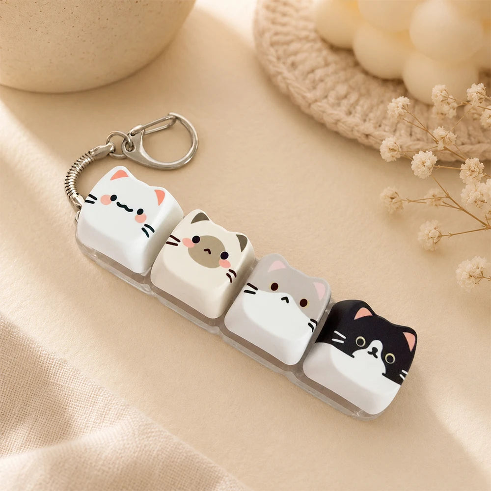 Kawaii Cat Keycap Keychain