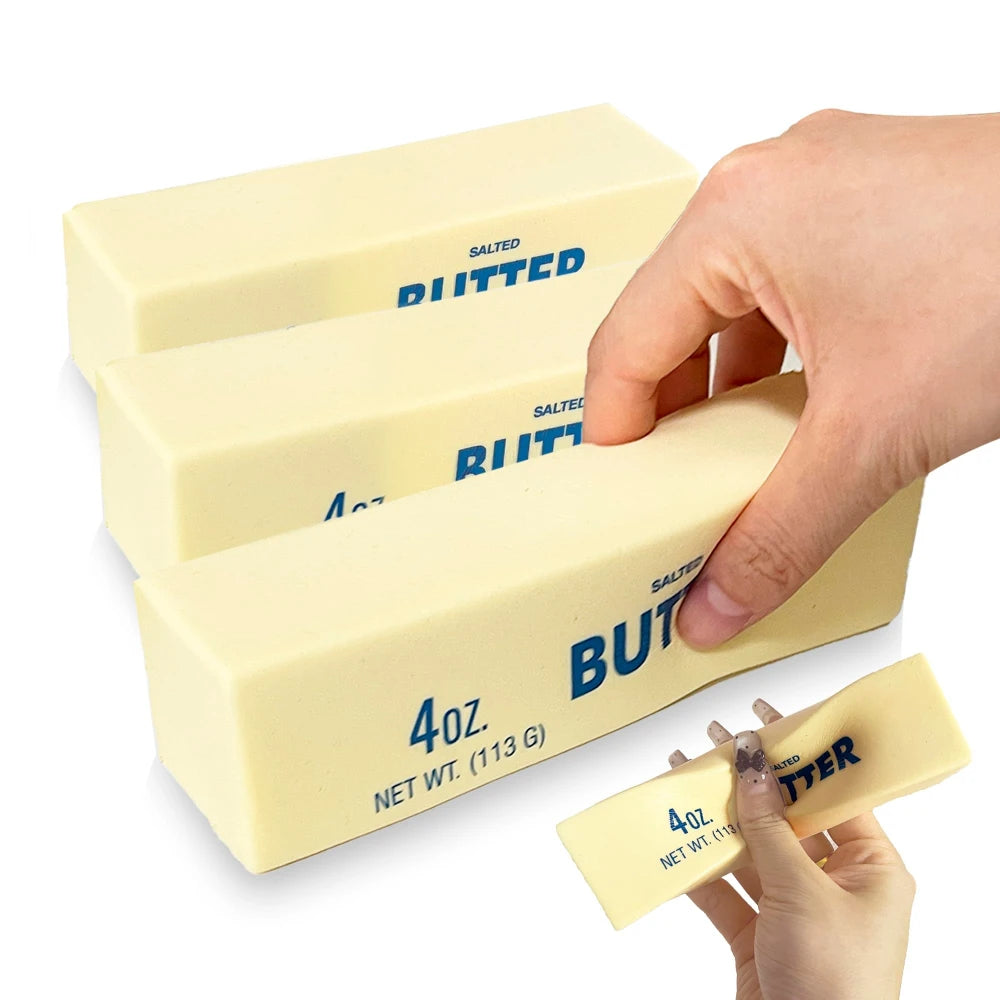 Butter Squishy, Slow Rising Butter Squishy Toy Realistic Butter Stick Squishy Stress Relief Fidget Toy, Soft Foam Squeeze Stress