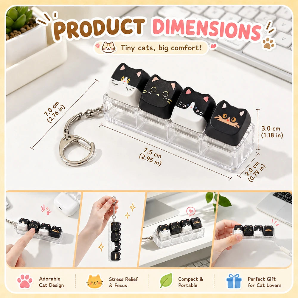 Kawaii Cat Keycap Keychain