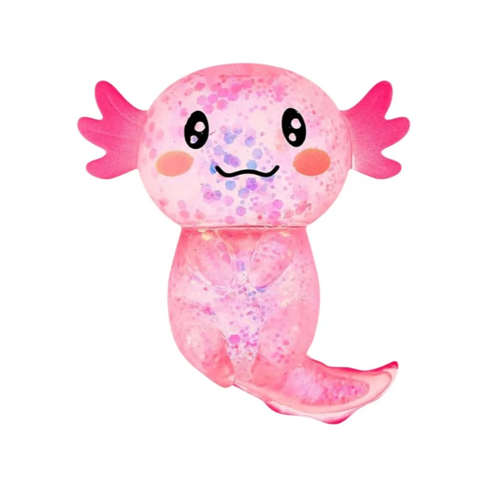 Glitter Squishy Stress Glitter Soothing Texture Cute Shape Axolotl Squishy Toys Sugar Filled Squishy Fidget Stress Ball