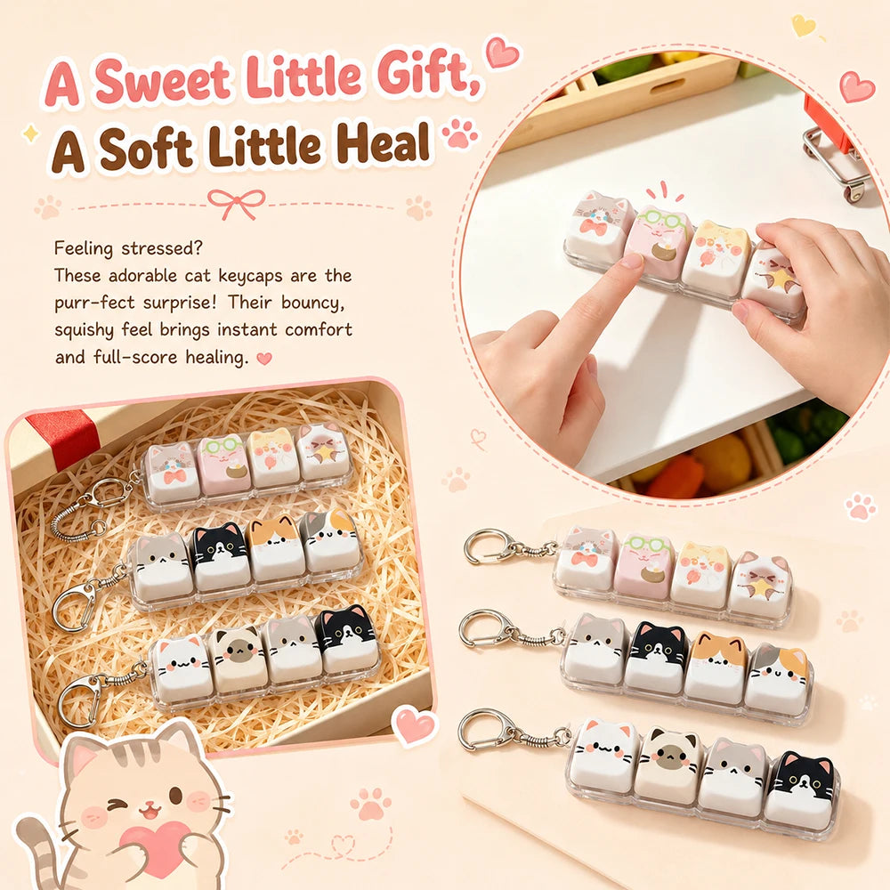 Kawaii Cat Keycap Keychain
