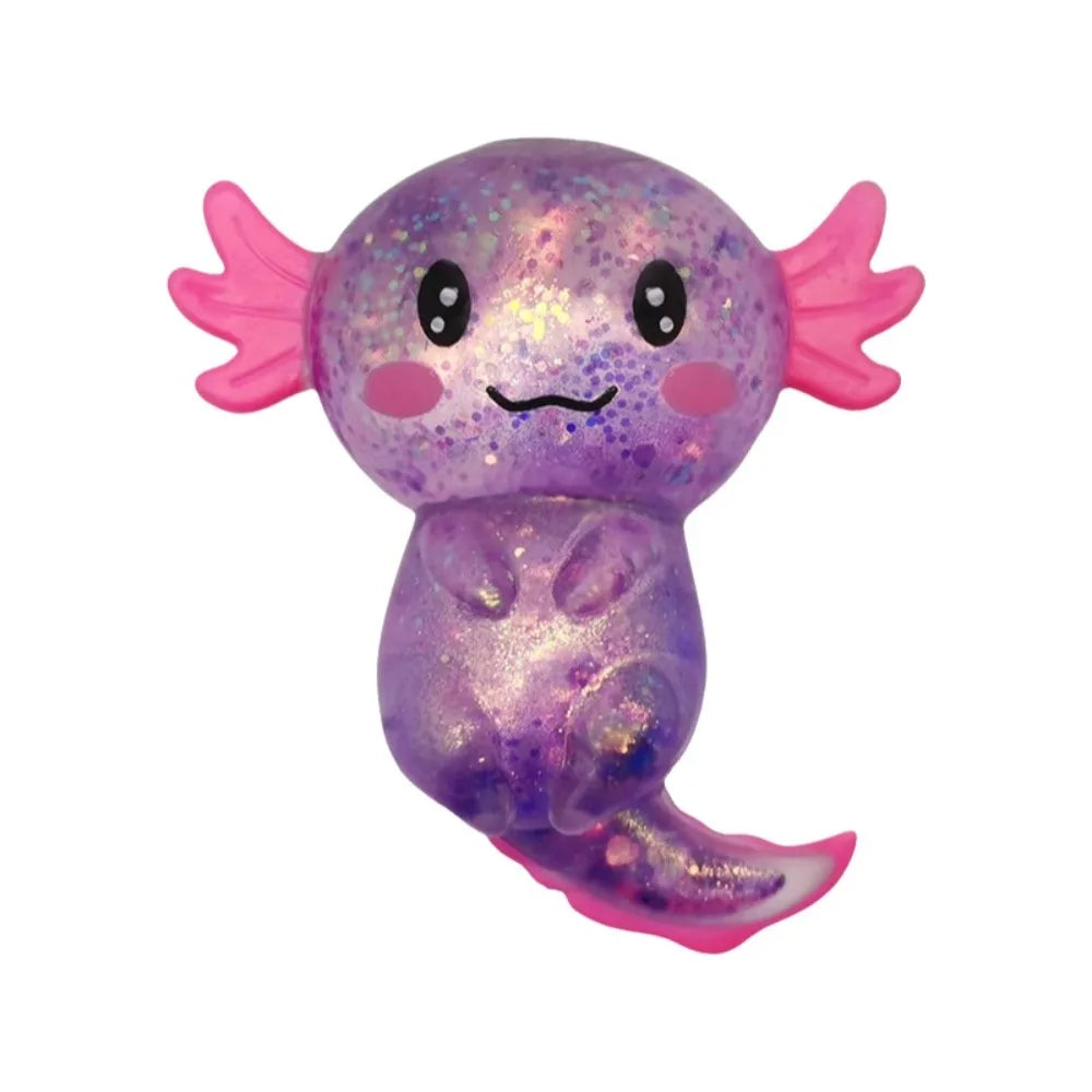 Glitter Squishy Stress Glitter Soothing Texture Cute Shape Axolotl Squishy Toys Sugar Filled Squishy Fidget Stress Ball