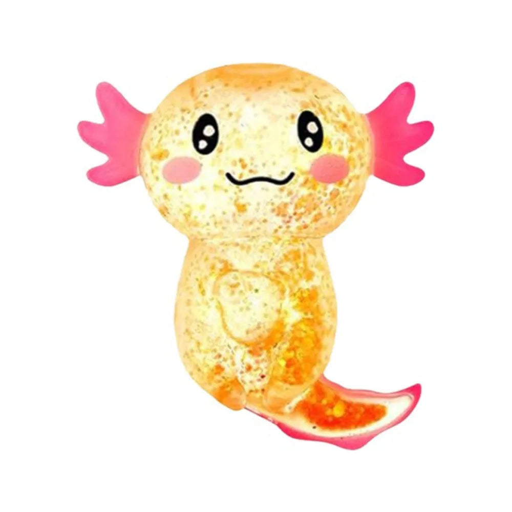Glitter Squishy Stress Glitter Soothing Texture Cute Shape Axolotl Squishy Toys Sugar Filled Squishy Fidget Stress Ball