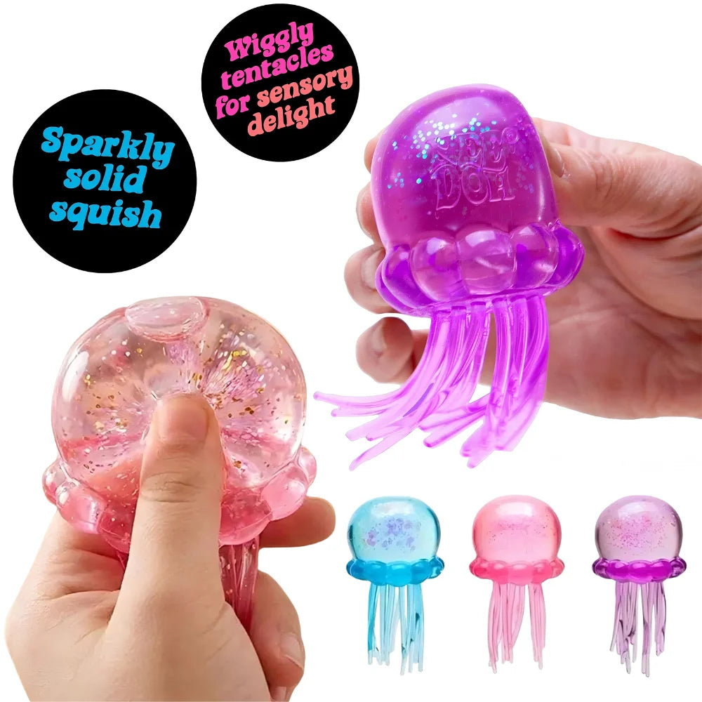 Squishy Nee Doh Trending Jellyfish & Cube Squish Toy, Soft Jelly Squeeze Stress Relief Fidget Toy Sensory NeeDoh for Adults